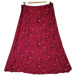 Ann Taylor Factory Pink Floral Midi Skirt
